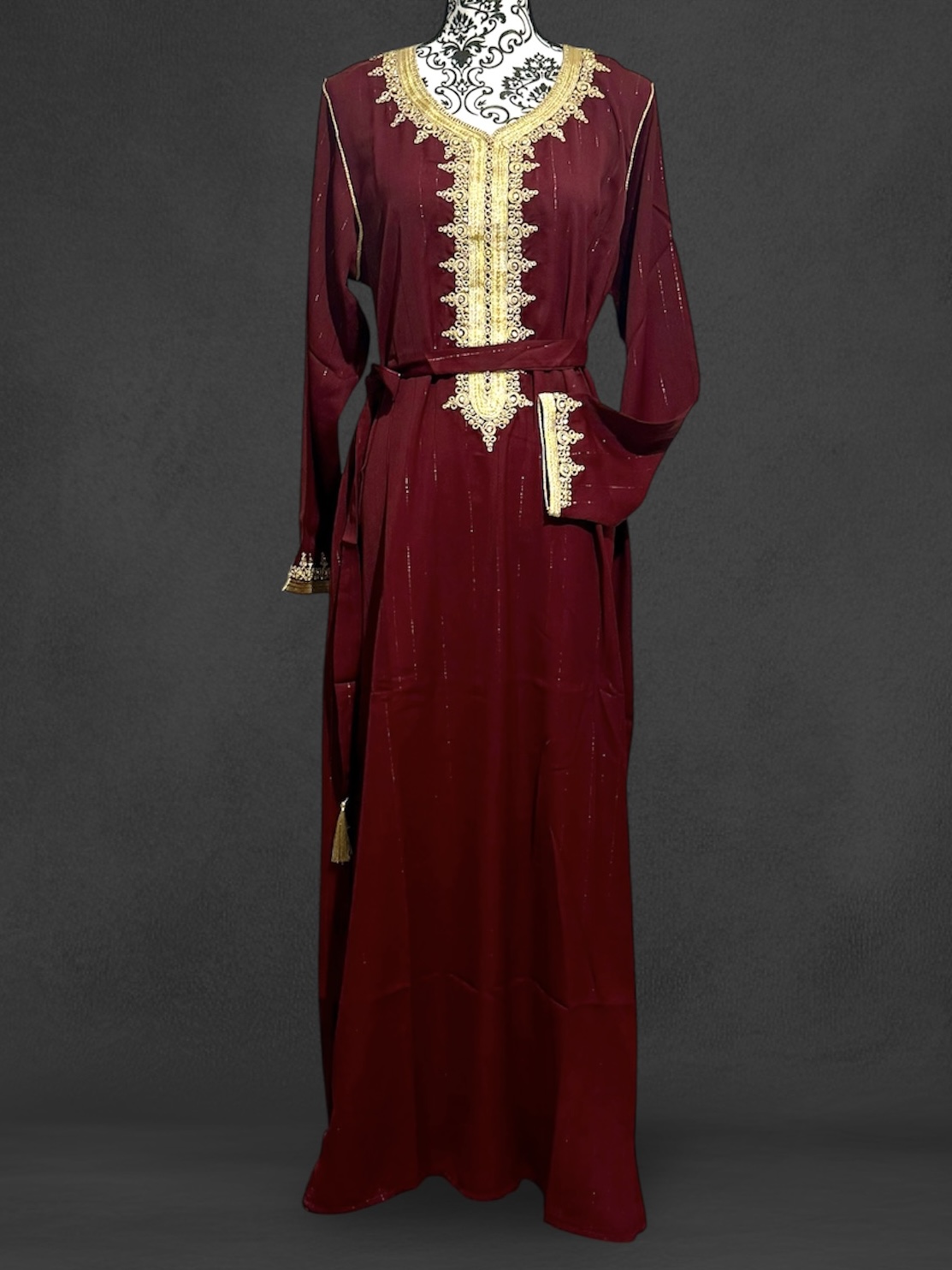 Qamis - strass à rayure fil doré