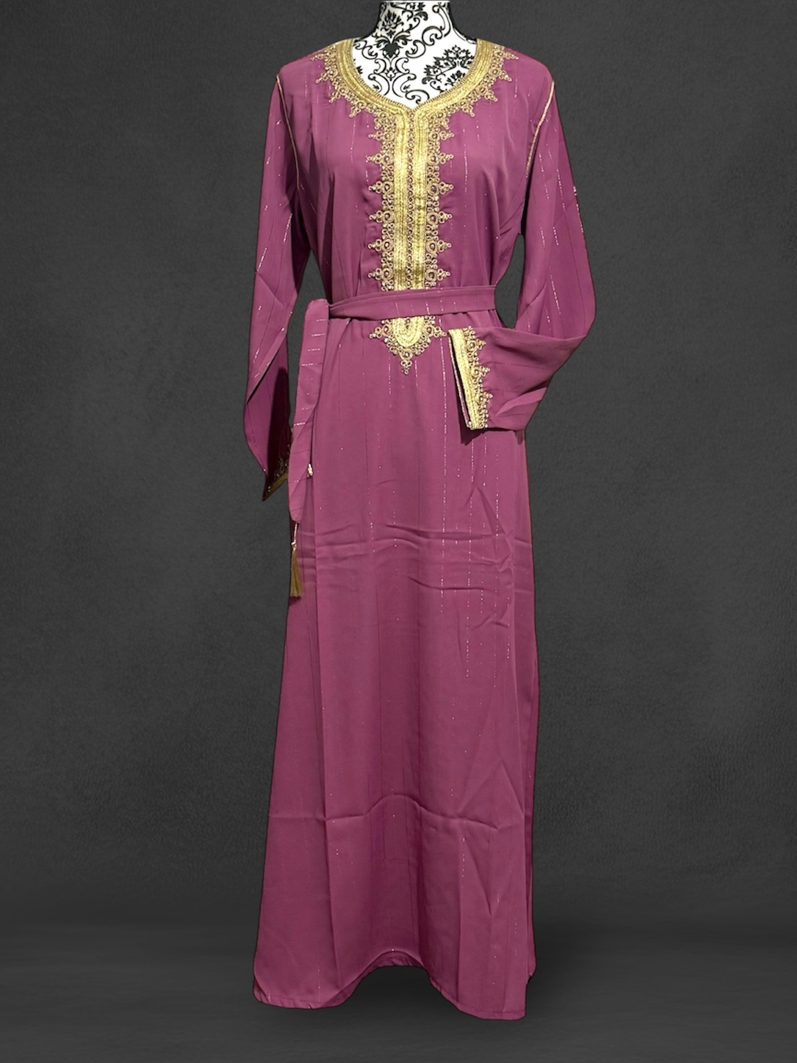 Qamis - strass à rayure fil doré