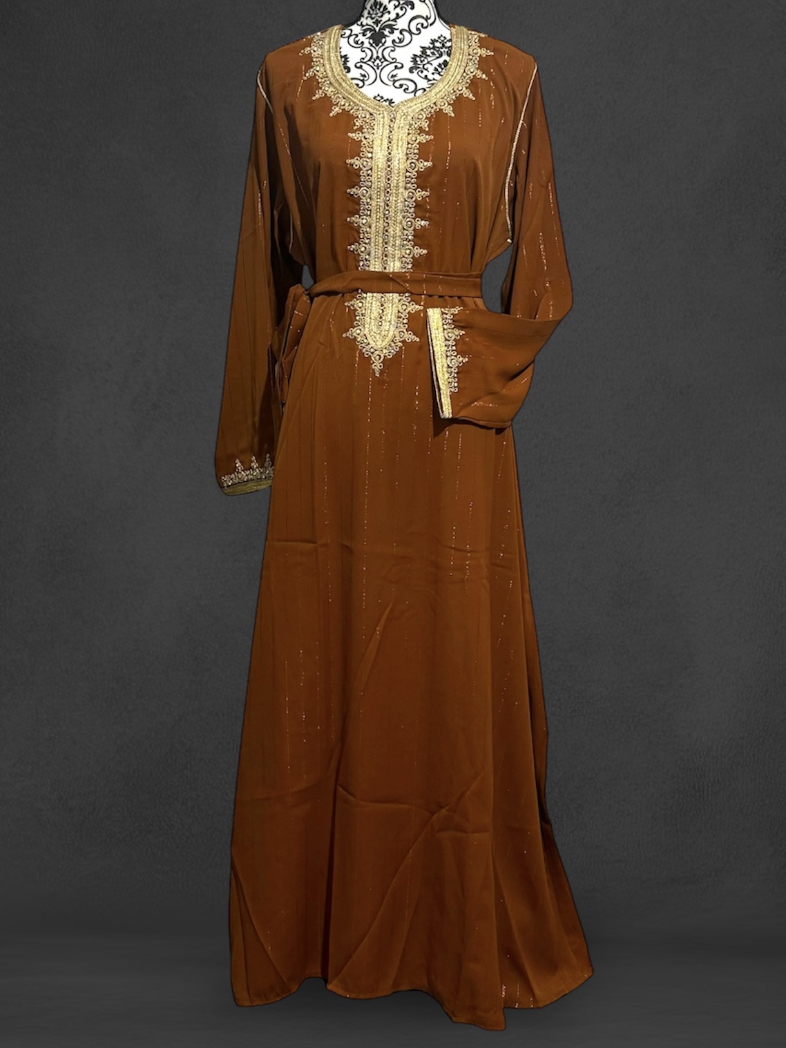 Qamis - strass à rayure fil doré