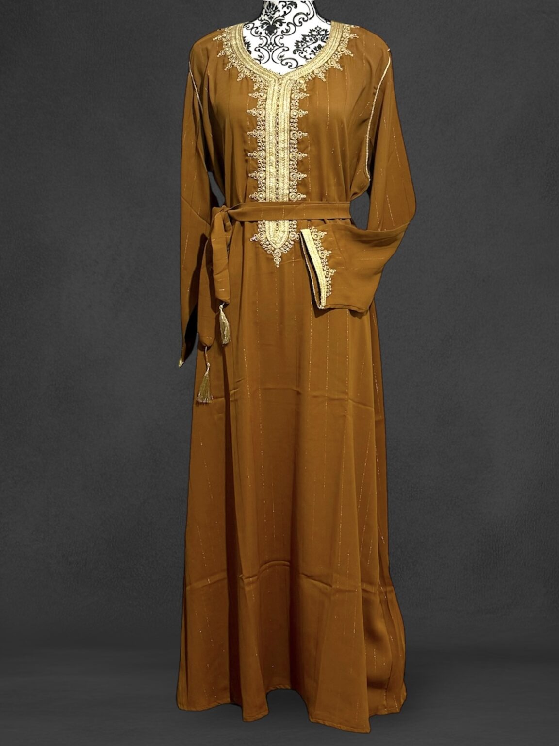 Qamis - strass à rayure fil doré
