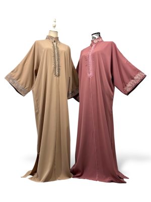 Gandoura papillon col officier fleuri